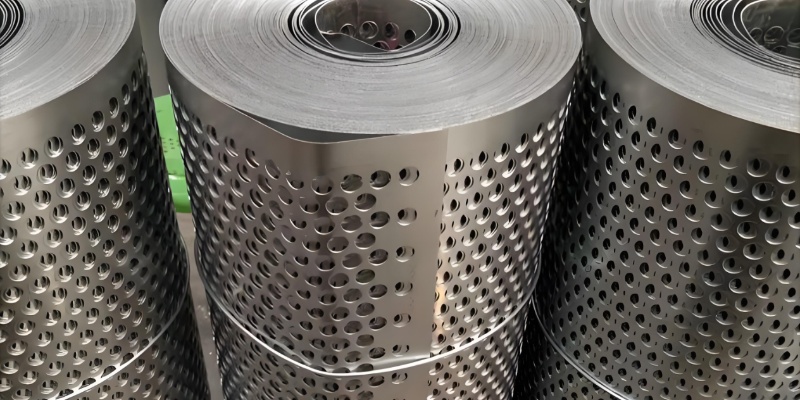 Stock of rolled stainless steel perforated sheets