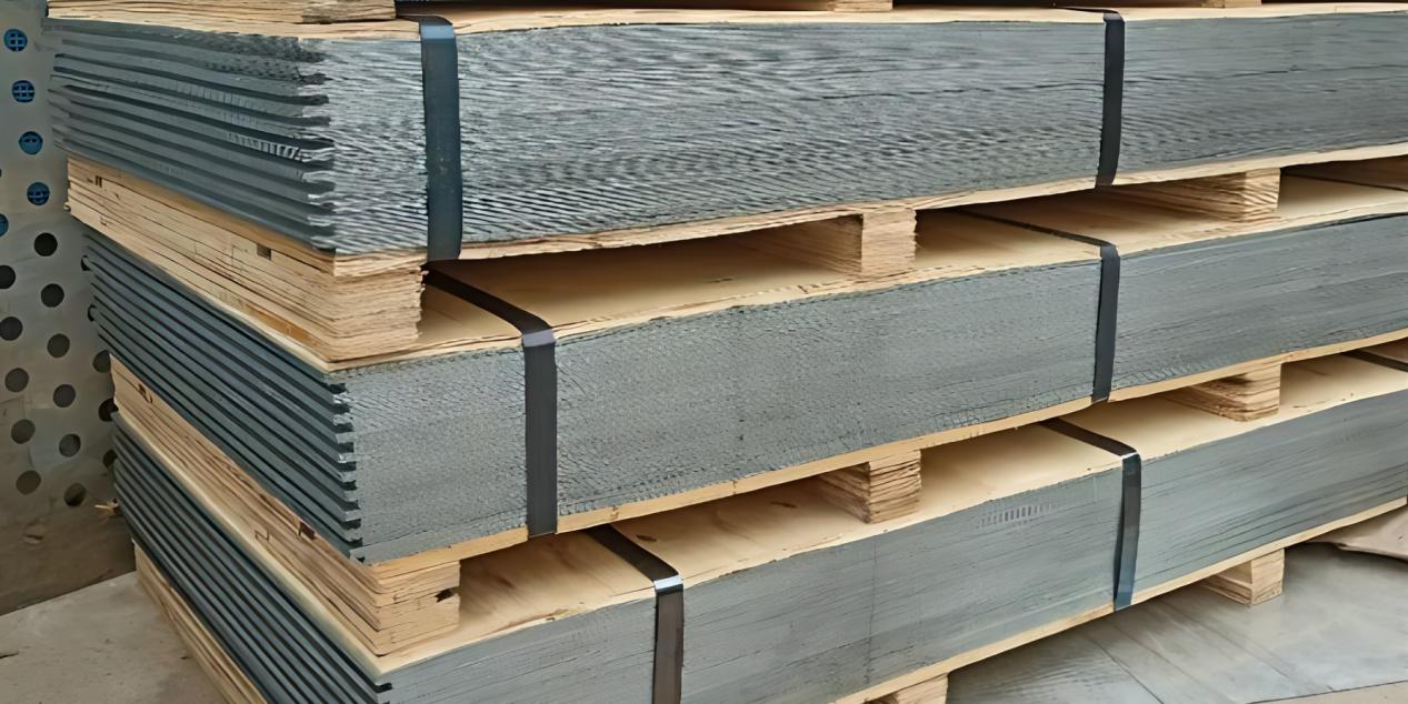 Display of stock stainless steel perforated sheets